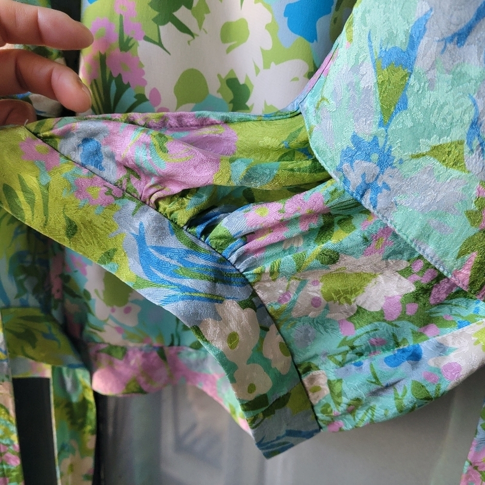 Ronny Kobo Demna Silk Floral Tie-Waist Crop Top Blouse XS Retail $298 Excellent - Picture 15 of 16